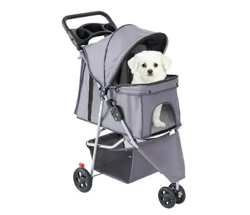Pet Stroller For Dogs And Cats- Foldable, Lightweight, And Durable- Ideal For Small To Medium Pets - Includes Storage Basket Aura Prints