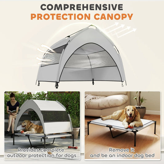 Elevated Dog Bed With Removable Canopy, Portable Outside Raised Pet Cot With Cooling Pad, Storage Bag, 36" X 29.5" X 35" Aura Prints